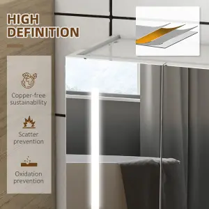 kleankin Wall Mounted Bathroom Storage Cupboard with Light, Mirror and Shelf