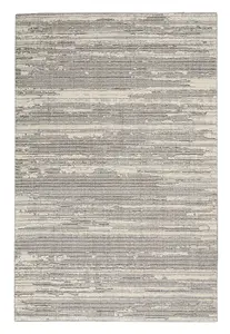 Grey Ivory,Modern Abstract Easy to clean Rug for Bedroom & Living Room-66 X 229cm (Runner)