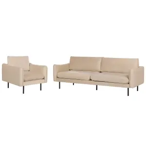 Velvet Living Room Set Beige VINTERBRO