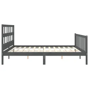 Berkfield Bed Frame with Headboard Grey 200x200 cm Solid Wood