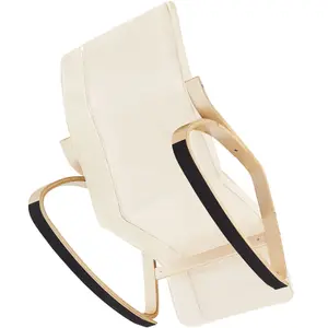 Rocking Chair Onda - with armrests, comfortable padding with pillow, 5-step adjustable footrest - beige