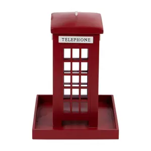 Redwood - Telephone Box Wooden Bird Feeder - Red