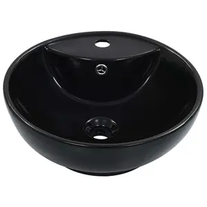 Berkfield Wash Basin with Overflow 46.5x18 cm Ceramic Black