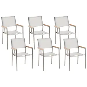 Set of 6 Garden Chairs GROSSETO Stainless Steel White