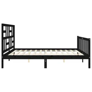 Berkfield Bed Frame with Headboard Black 200x200 cm Solid Wood