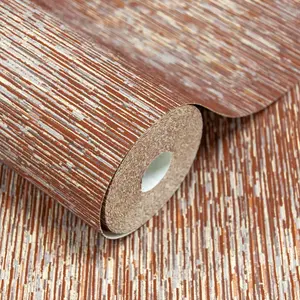 Grandeco Zezi Textured Blown Vinyl Wallpaper, Rust Red