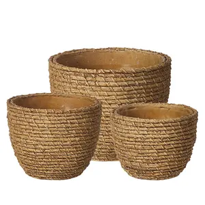 Ceramic Woven Texture Indoor Plant Pot H9cm