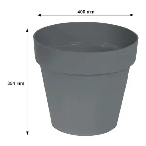 Verve Nurgul Matt Dark grey Polypropylene Plant pot (Dia) 40cm, (H)35.4cm, 29L