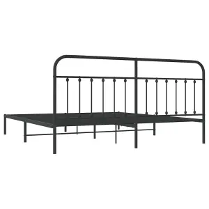 Berkfield Metal Bed Frame with Headboard Black 200x200 cm