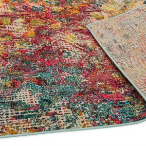 MultiColoured Abstract Modern Geometric Easy To Clean Rug For Dining Room-120cm X 170cm