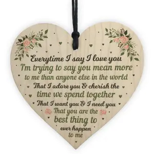 Red Ocean I Love You Plaque Wood Heart Special Anniversary Birthday Gift For Husband Wife