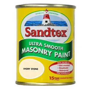 Sandtex Ultra smooth Ivory stone Masonry paint, 150ml Tester pot