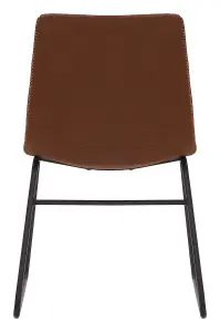 Antico Premium Brown Faux-Leather Modern Fixed Height Chair, Single