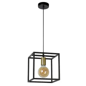 Lucide Ruben Modern Cube Pendant Light - 1xE27 - Black