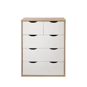 Alton 3+2 Drawer Bedroom Cabinet Bedside Chest Of Drawers Sonoma Oak & White