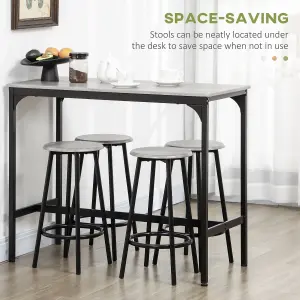 HOMCOM 5 Piece Bar Table and Stools Set with Metal Frame Grey