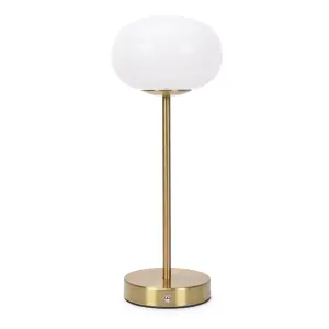 ValueLights Emmy Gold Rechargeable Table Lamp with Globe Shade