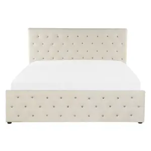 Velvet EU Double Size Ottoman Bed Beige AMIENS