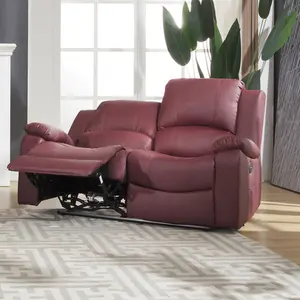 Glendale 150cm Wide 2 Seat Burgundy Bonded Leather Electrically Operated 2 Seat Recliner Sofa