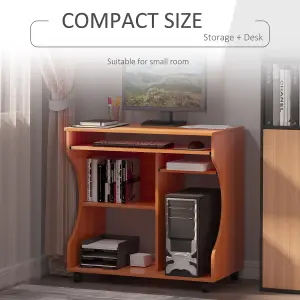 HOMCOM Computer Desk PC Laptop Writing Table Storage Shelf Workstation Wood Cart