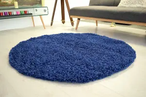 Navy Thick Shaggy Circle Rug - California - 150cm