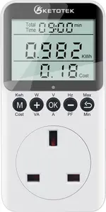 KETOTEK Power Meter Electricity Usage Monitor Plug For Home, Energy Monitor With LCD Display, KWH Watt Voltage Amps Power Consumption Meter, 2900W