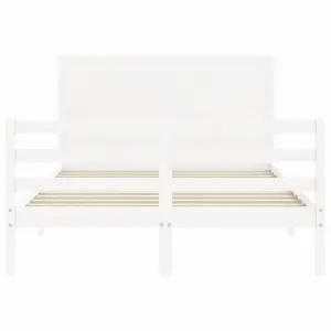 Berkfield Bed Frame without Mattress White Double Solid Wood