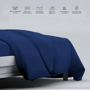 Klarita Polyester Solid Colour Duvet Cover Set with Pillowcases Navy / Double - 2 Pillowcase (50 x 75 cm)