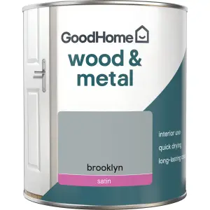 GoodHome Brooklyn Satin Metal & wood paint, 750ml