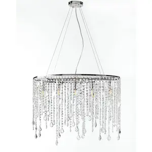 Luminosa Laila Crystal Pendant Ceiling Light, Chrome