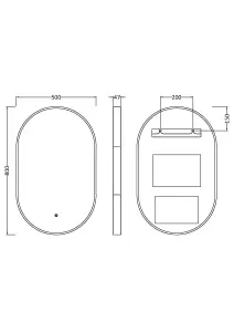 Contemporary Oval Inset Framed LED Touch Sensor Mirror - 800 x 500mm - Black - Balterley