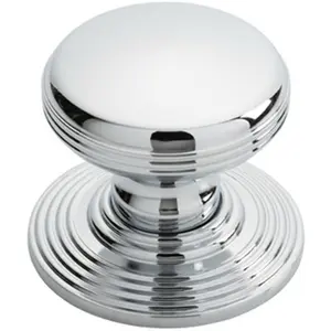 Smooth Ringed Cupboard Door Knob 35mm Dia Polished Chrome Cabinet Handle