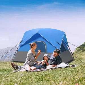 Costway 3-person Camping Tent Waterproof Double-layer Tent w/ Removable Floor Mat