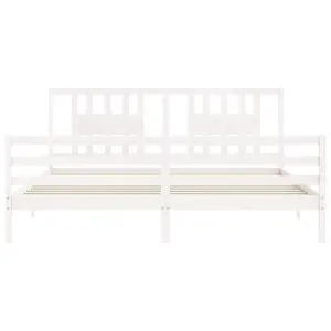 Berkfield Bed Frame with Headboard White 200x200 cm Solid Wood