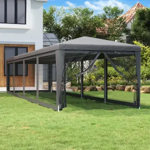 Berkfield Party Tent with 10 Mesh Sidewalls Anthracite 3x12 m HDPE