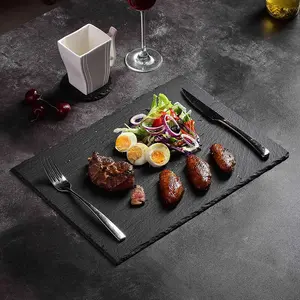 MALACASA Slate Cheese Board (Set of 6) 0.5cm H x 30cm W x 40cm D