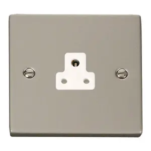 Pearl Nickel 1 Gang 2A Round Pin Socket - White Trim - SE Home