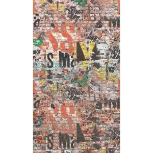 Grandeco Graffiti Wall 3 panel repeatable Textured Mural, 2.8 x 1.59m