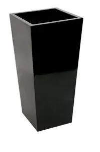 Primrose Gloss Tall Flared Square Fibreglass Planter in Black  90cm x 40cm