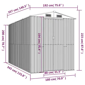 Berkfield Garden Shed Green 192x357x223 cm Galvanised Steel