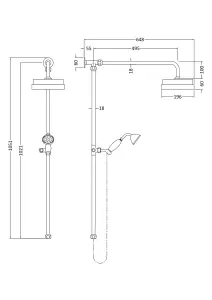 Luxury Rigid Riser Shower Kit with Fixed Head & Handset  - Chrome/White