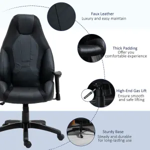 Vinsetto High Back Executive Office Chair Gaming Recliner w/ Footrest, Black