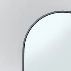 Melody Maison Tall Slim Black Arched Wall Mirror 135cm x 40cm