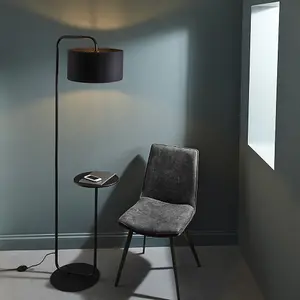 Luminosa Carrara Floor Lamp Satin Black Paint & Black Fabric