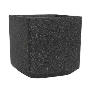 Primrose Black Cube Fibrestone Outdoor Patio Planter 35cm