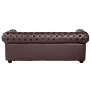 Leather Living Room Set Brown CHESTERFIELD