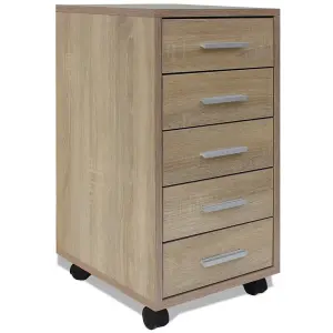 Berkfield Office Drawer Unit with Castors 5 Drawers Oak