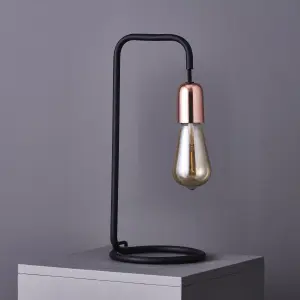 Colours Detroit Industrial Matt Black & copper Table lamp