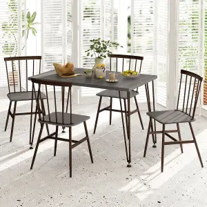 COSTWAY 5-Piece Dining Table Set  Rectangular Kitchen Table & 4 Chairs w/ Metal Frame