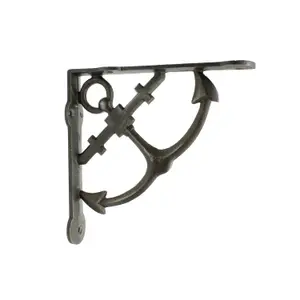 Oakcrafts - Pair of Antique Cast Iron Anchor Shelf Brackets - 150mm x 150mm